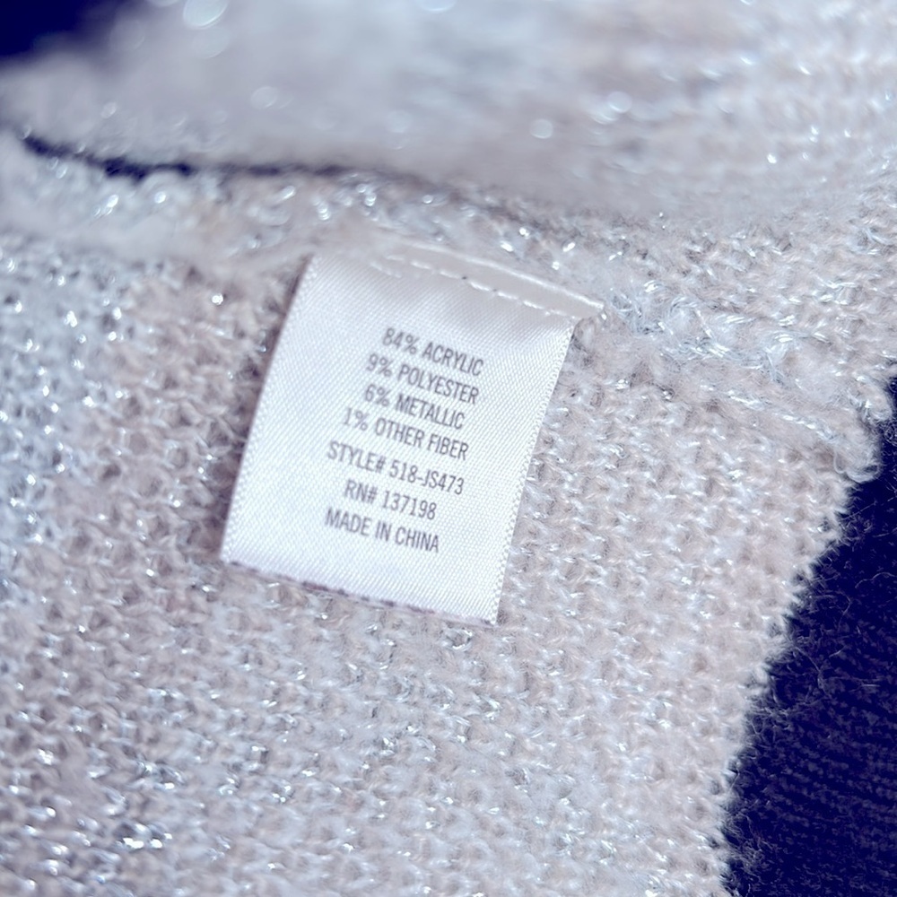 ALYA Francesca's Cape Drape Sweater Party Shimmer Geometric Open Front C… - Picture 4 of 6